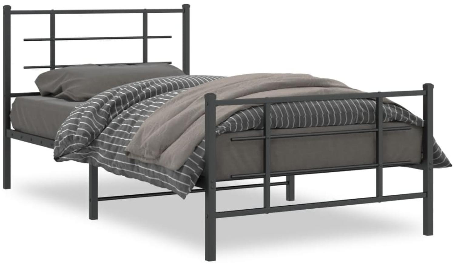 vidaXL Bettgestell mit Kopf- und Fußteil Metall Schwarz 107x203 cm 355575 Bild 1