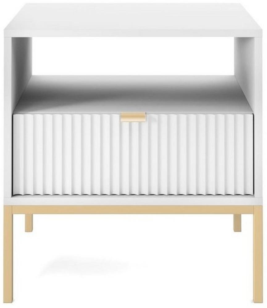 MOEBLO Nachttisch Light S54 (Nachttisch Nachtkommode Nachtschrank Nachtkonsole Beistelltisch Schlafzimmer- gerillte Front), (HxBxT):56x54x39cm Bild 1