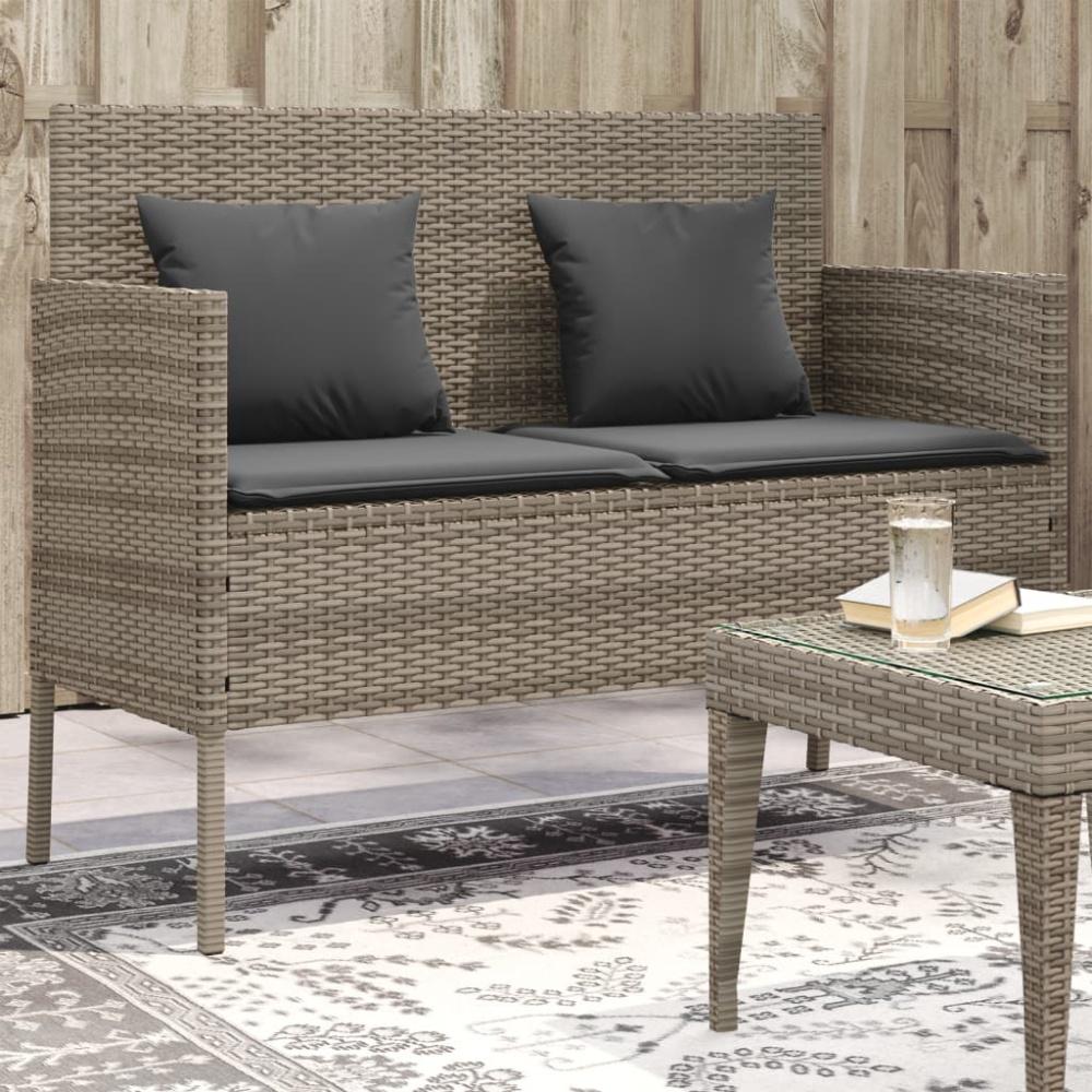 vidaXL Gartenbank mit Kissen Grau Poly Rattan 365773 Bild 1