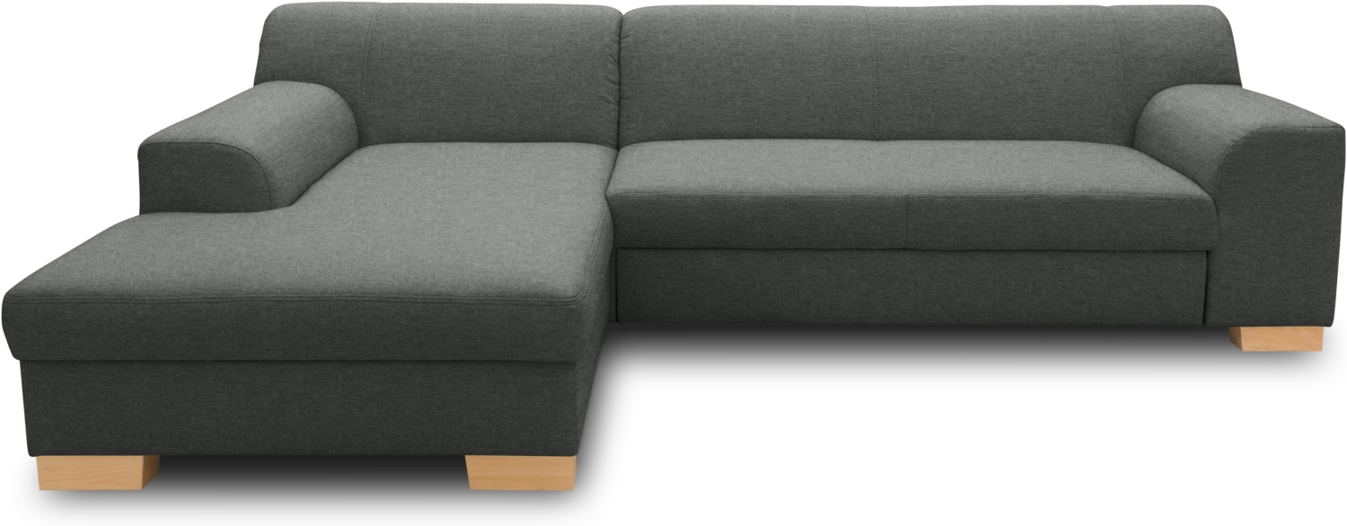 DOMO. collection Ecksofa Tinos, Couch in L-Form, Holz-Beine aus Buche mit Filzgleitern, Sofa, Polsterecke, Eckcouch, Polstergarnitur 273 x 157 x 74 cm (BxTxH), dunkelgrau Bild 1