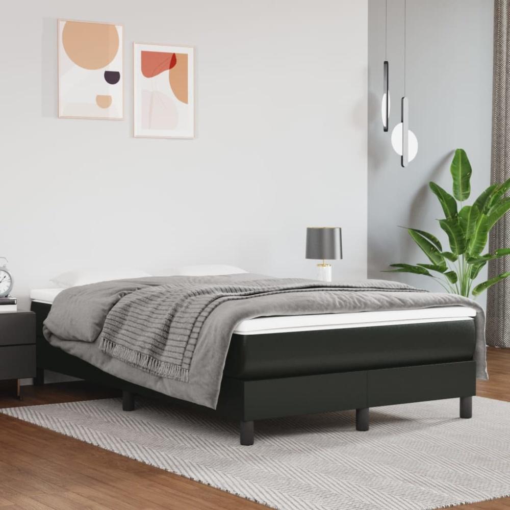 vidaXL Boxspringbett mit Matratze Schwarz 120x200 cm Kunstleder 3144249 Bild 1