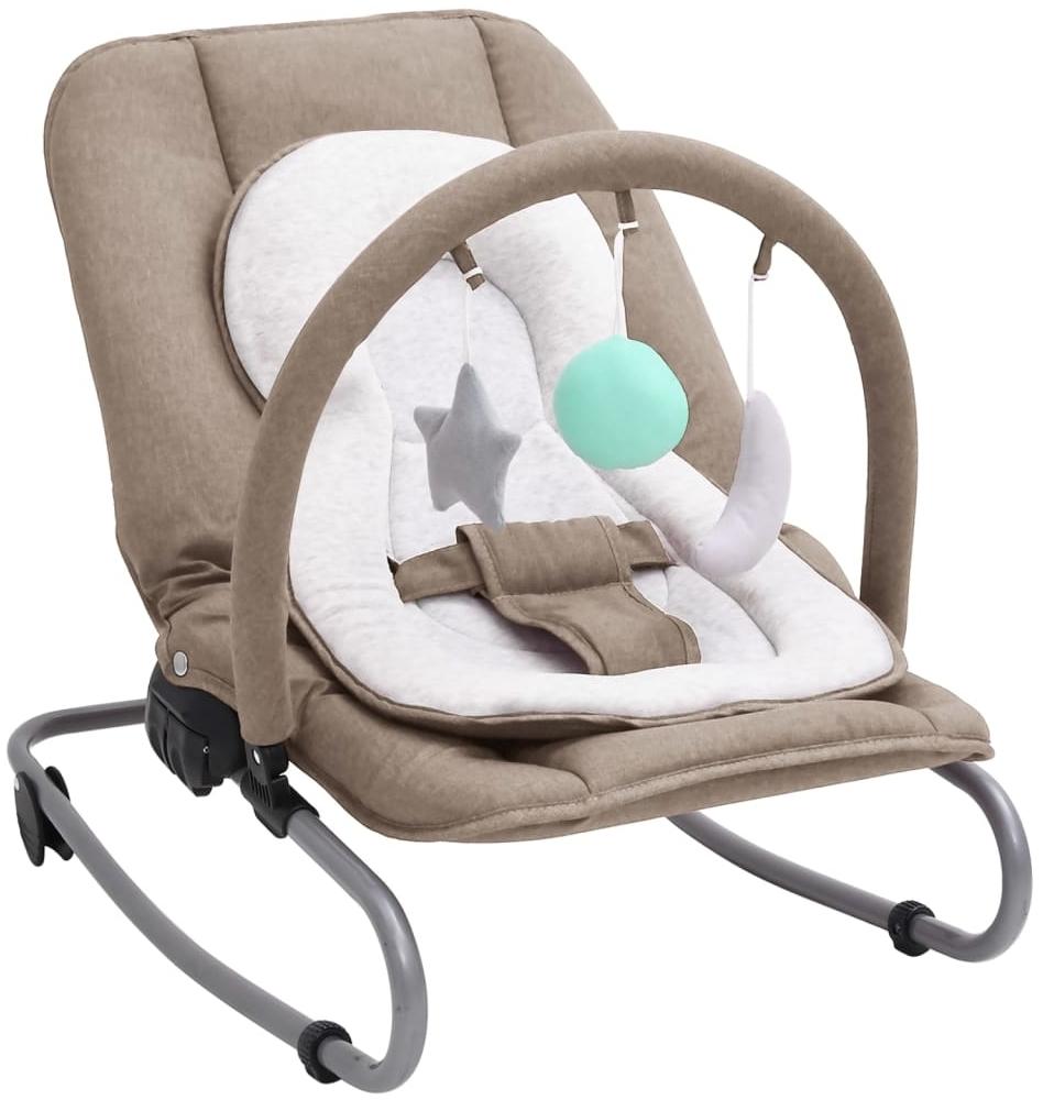 vidaXL Babywippe, Stahl, 77 x 46 x 58 cm, Taupe Bild 1