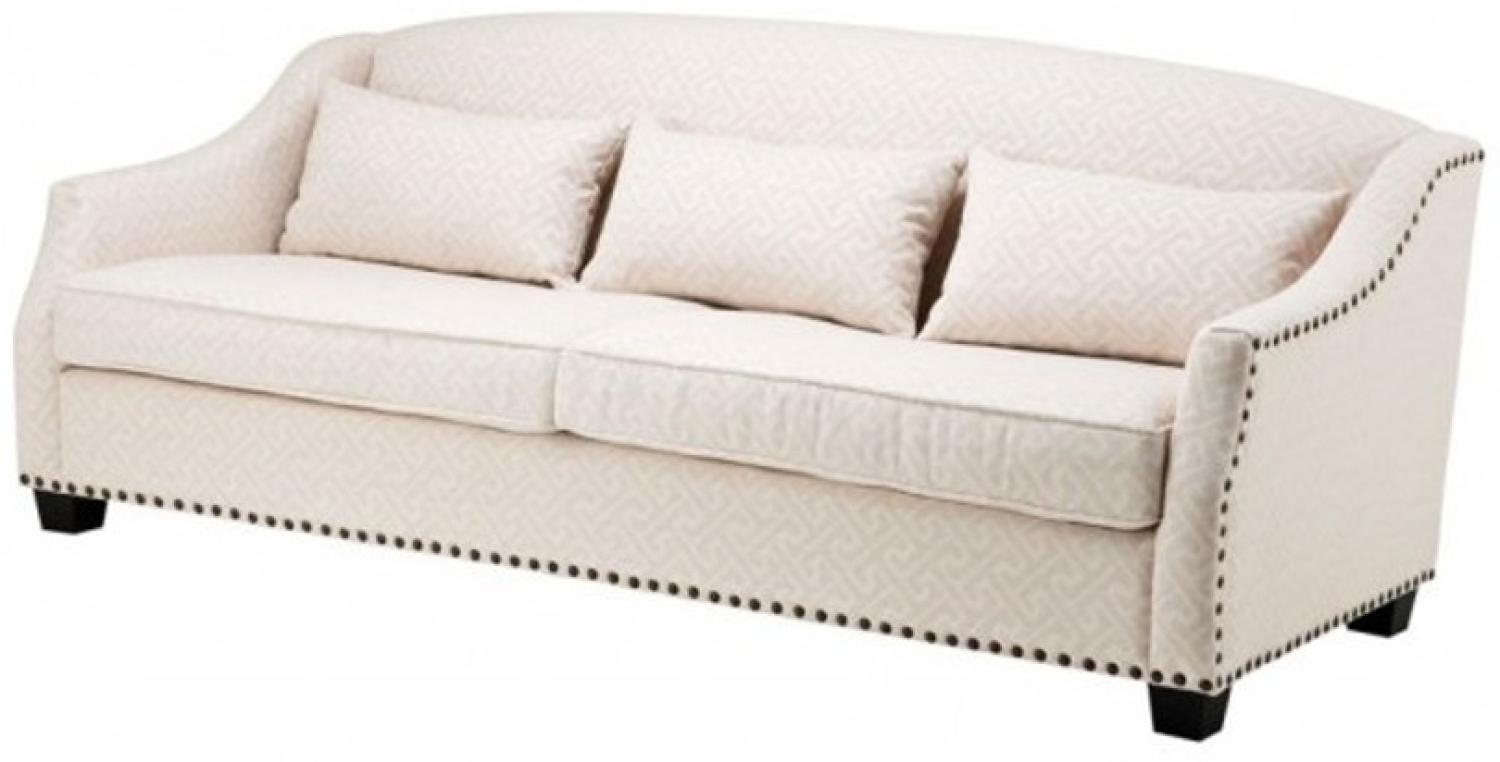 Casa Padrino Luxus Sofa Jacquard Creme - Luxus Wohnzimmer Bild 1