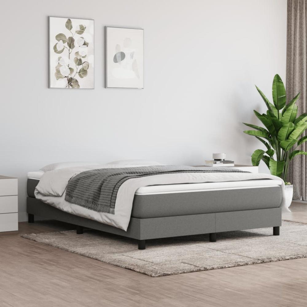 vidaXL Boxspringbett mit Matratze Dunkelgrau 140x200 cm Stoff 3144078 Bild 1