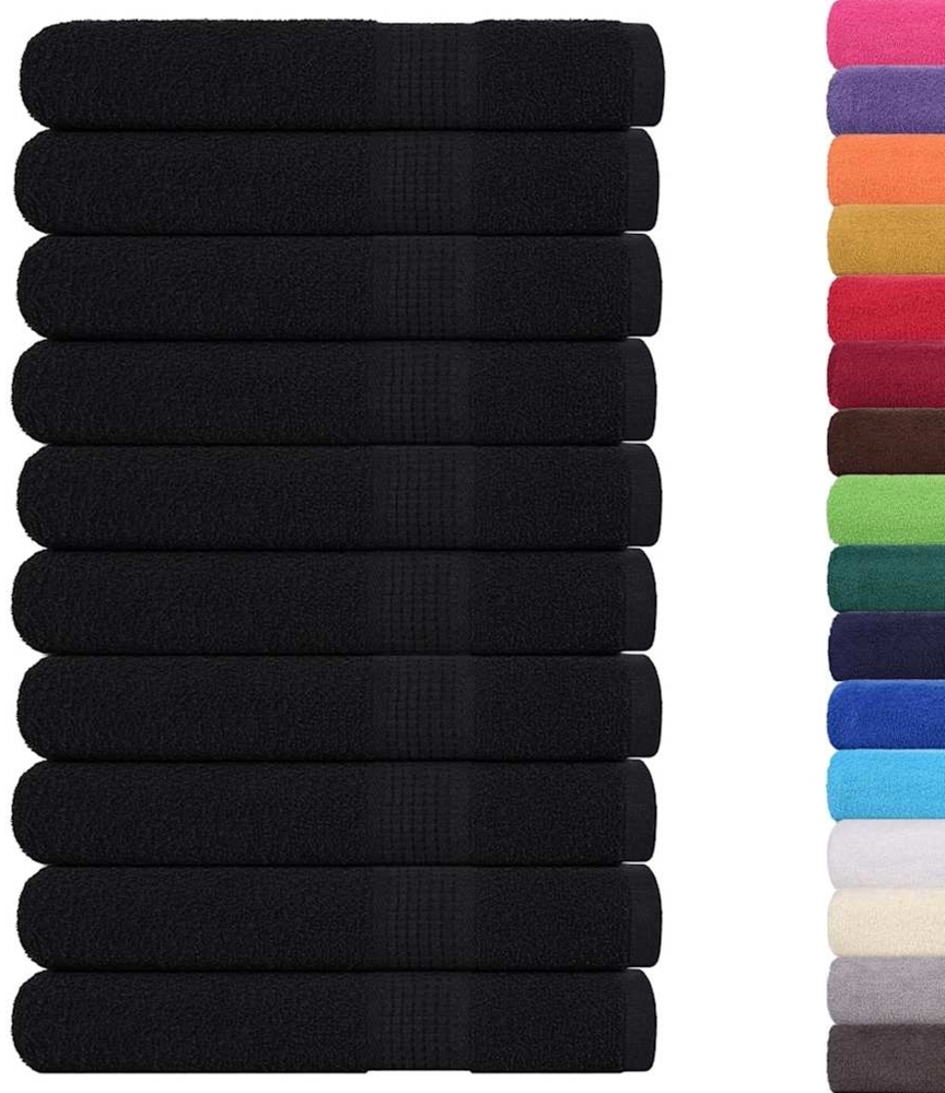 vidaXL Handtücher 10 Stk. Schwarz 100x200 cm 360 g/m² 100% Baumwolle 136964 Bild 1