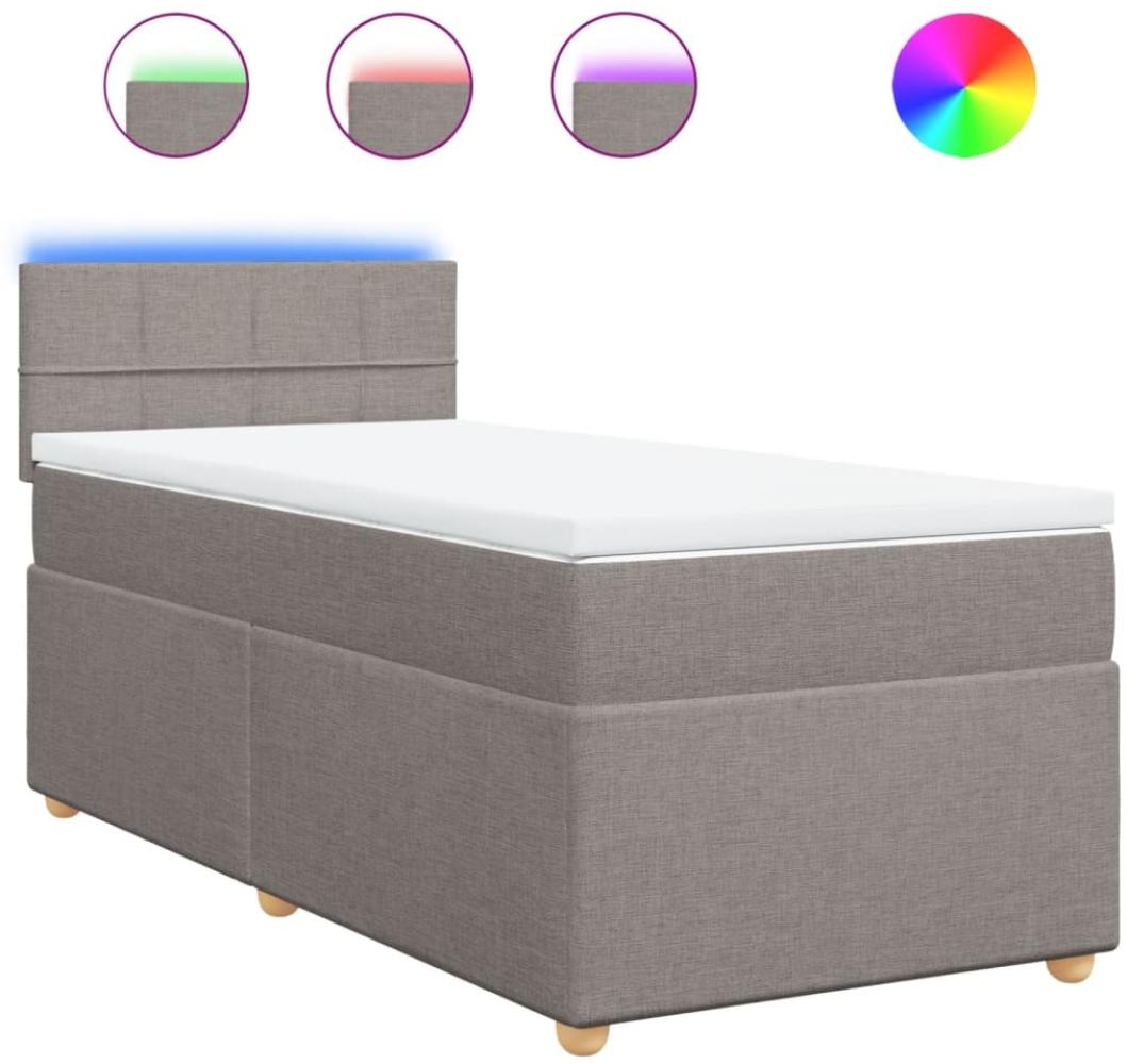 vidaXL Boxspringbett mit Matratze Taupe 90x200 cm Stoff 3288867 Bild 1