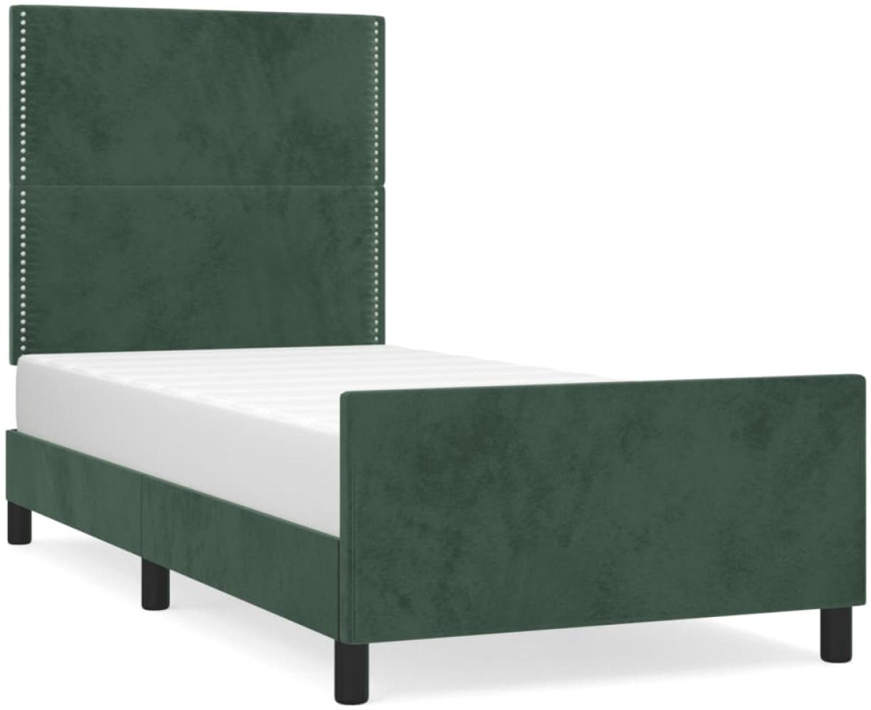 Bettgestell mit Kopfteil Samt Dunkelgrün 100x200 cm Bild 1