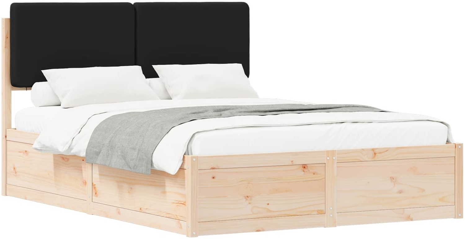 vidaXL Bettgestell mit gepolstertem Kopfteil Schwarz 140 x 200 cm 3398161 Bild 1