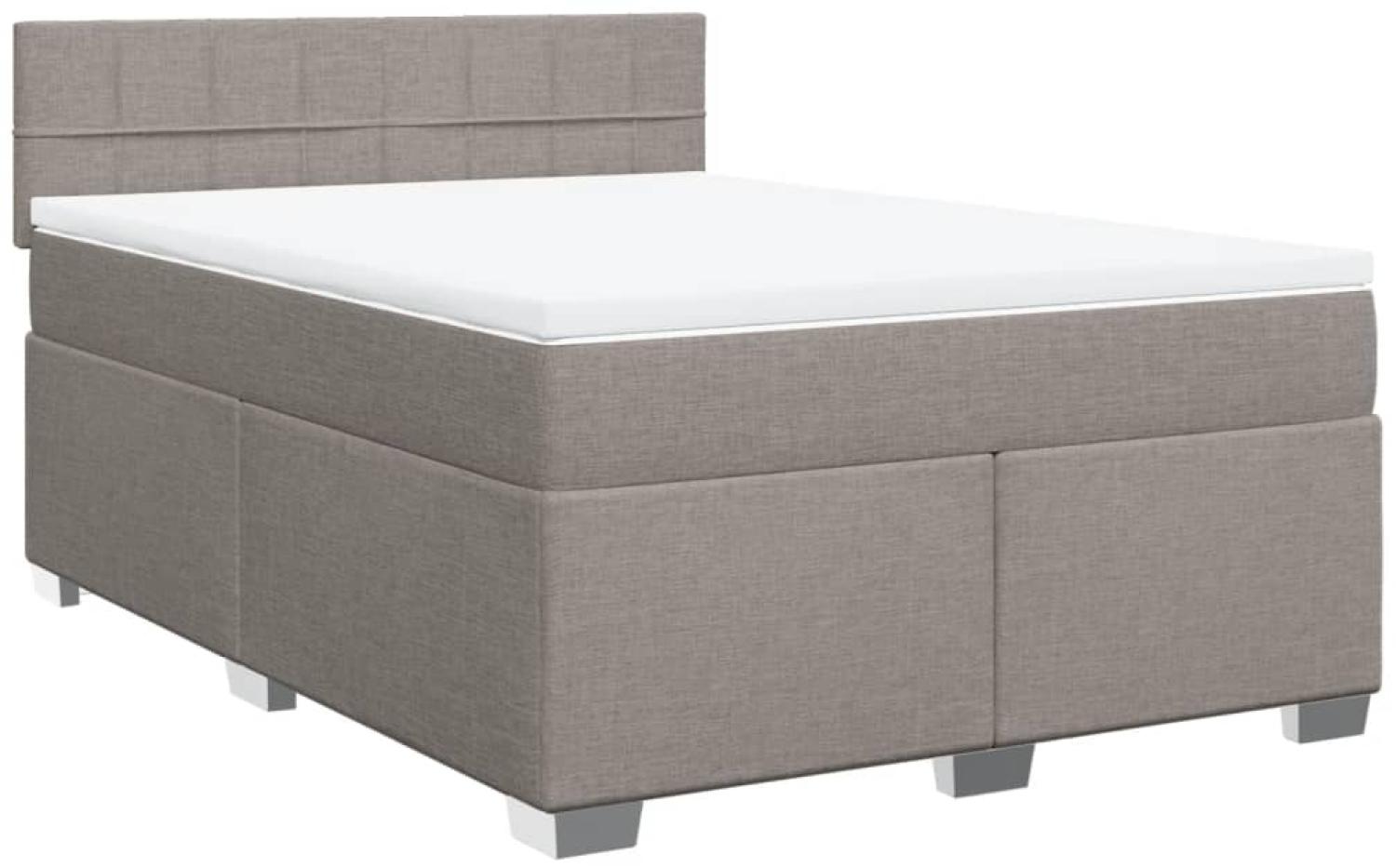 Boxspringbett mit Matratze, Stoff, Viereckige, grauer Fuß, Taupe, 160x200 cm, false Bild 1