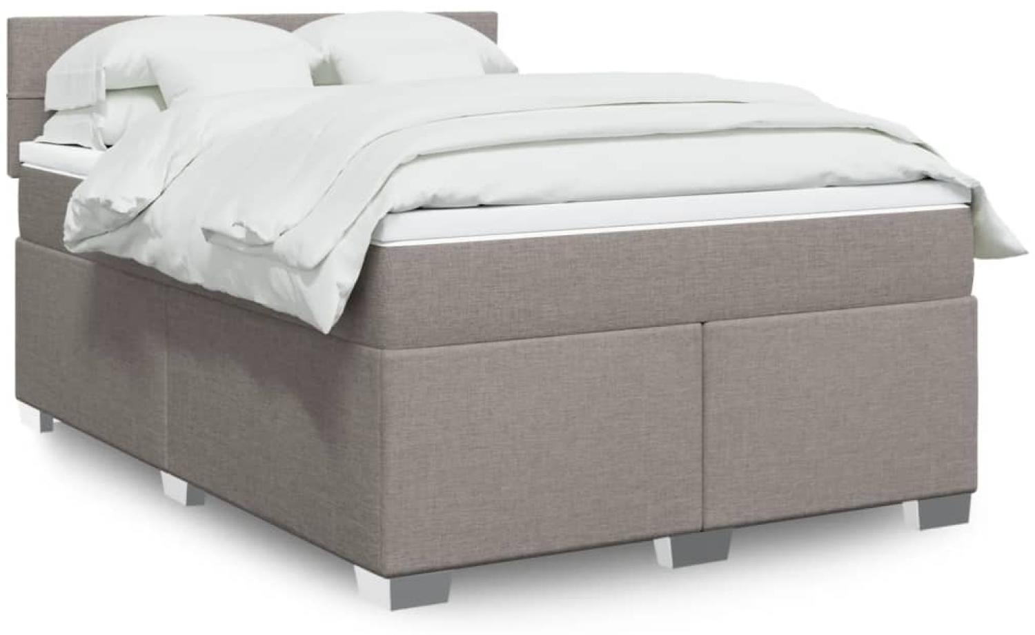 Boxspringbett mit Matratze, Stoff, Viereckige, grauer Fuß, Taupe, 160x200 cm, false Bild 1