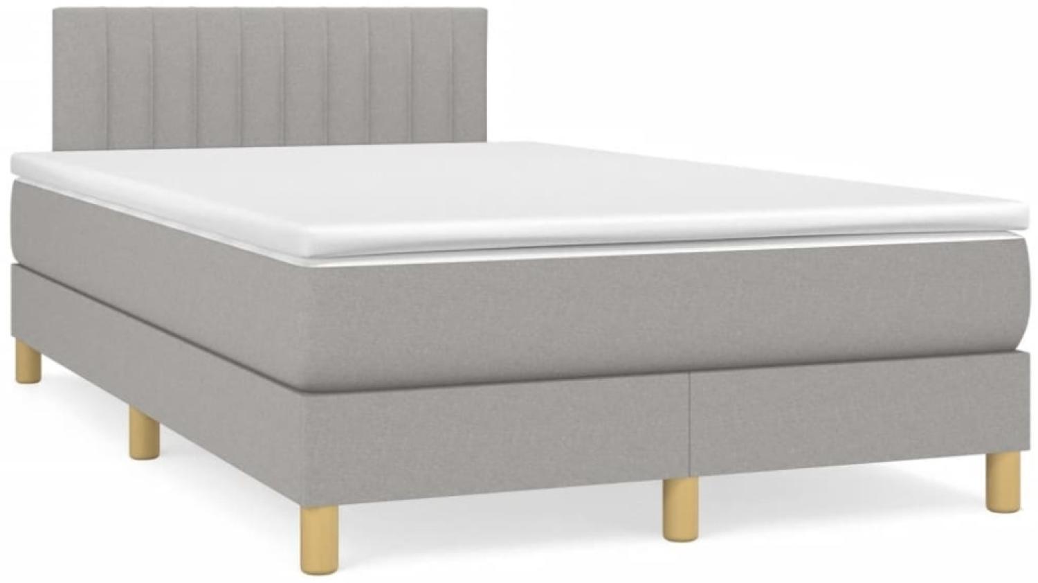 vidaXL Boxspringbett mit Matratze & LED Hellgrau 120x190 cm Stoff 3270102 Bild 1