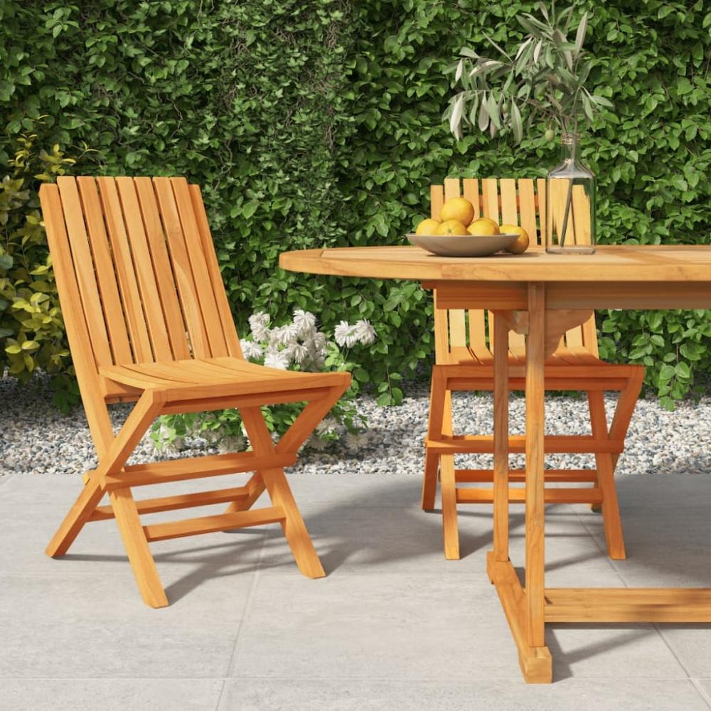 vidaXL Gartenstühle 2 Stk. Klappbar 47x47x89 cm Massivholz Teak 362757 Bild 1