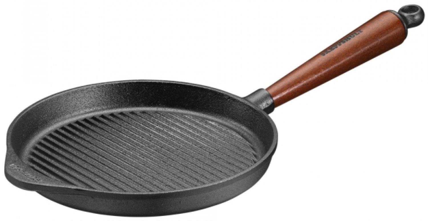 Skeppshult Grillpfanne, Gusseisen / Buchenholz schwarz, Ø 22 cm Bild 1