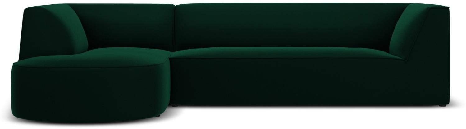 Micadoni 4-Sitzer Samtstoff Modular Ecke links Sofa Ruby | Bezug Bottle Green | Beinfarbe Black Plastic Bild 1