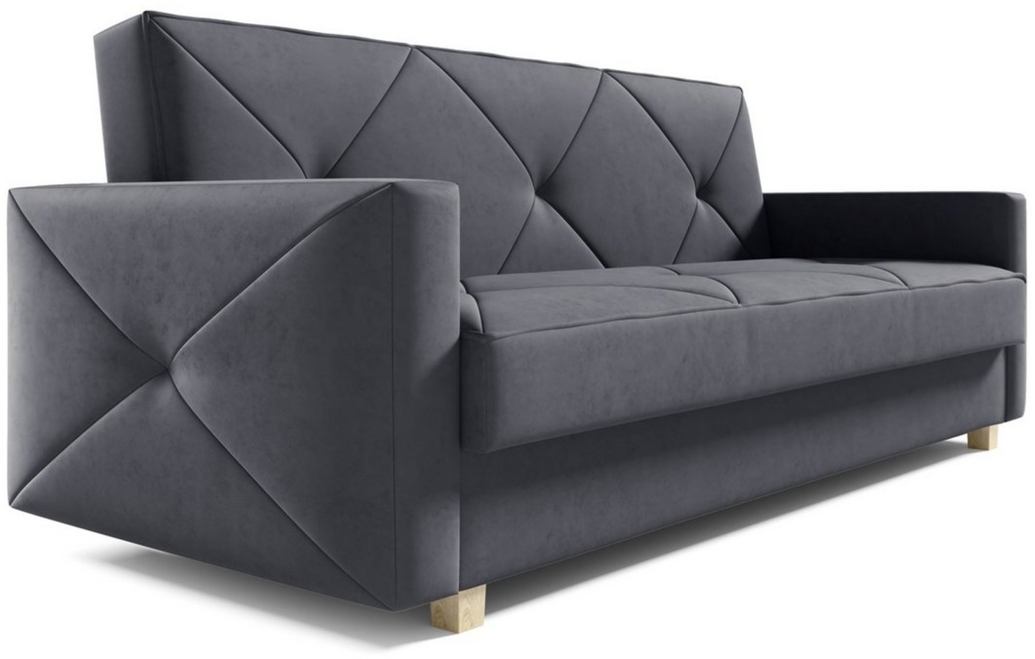 MOEBLO Schlafsofa PRETORIA, Couch Schlafsofa Bettsofa Kippsofa 3-Sitzer aus Samt - (BxHxT): 215x88x95 cm, mit Schlaffunktion und Bettkasten Bild 1