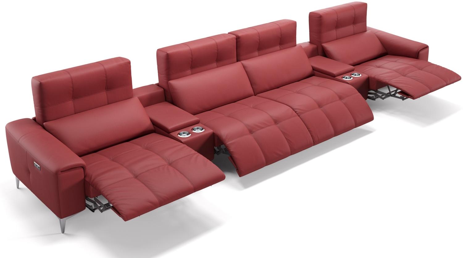 Sofanella Kinosofa SALENTO 4-Sitzer Ledercouch Hometheater in Rot XL: 454 Breite x 100 Tiefe Bild 1