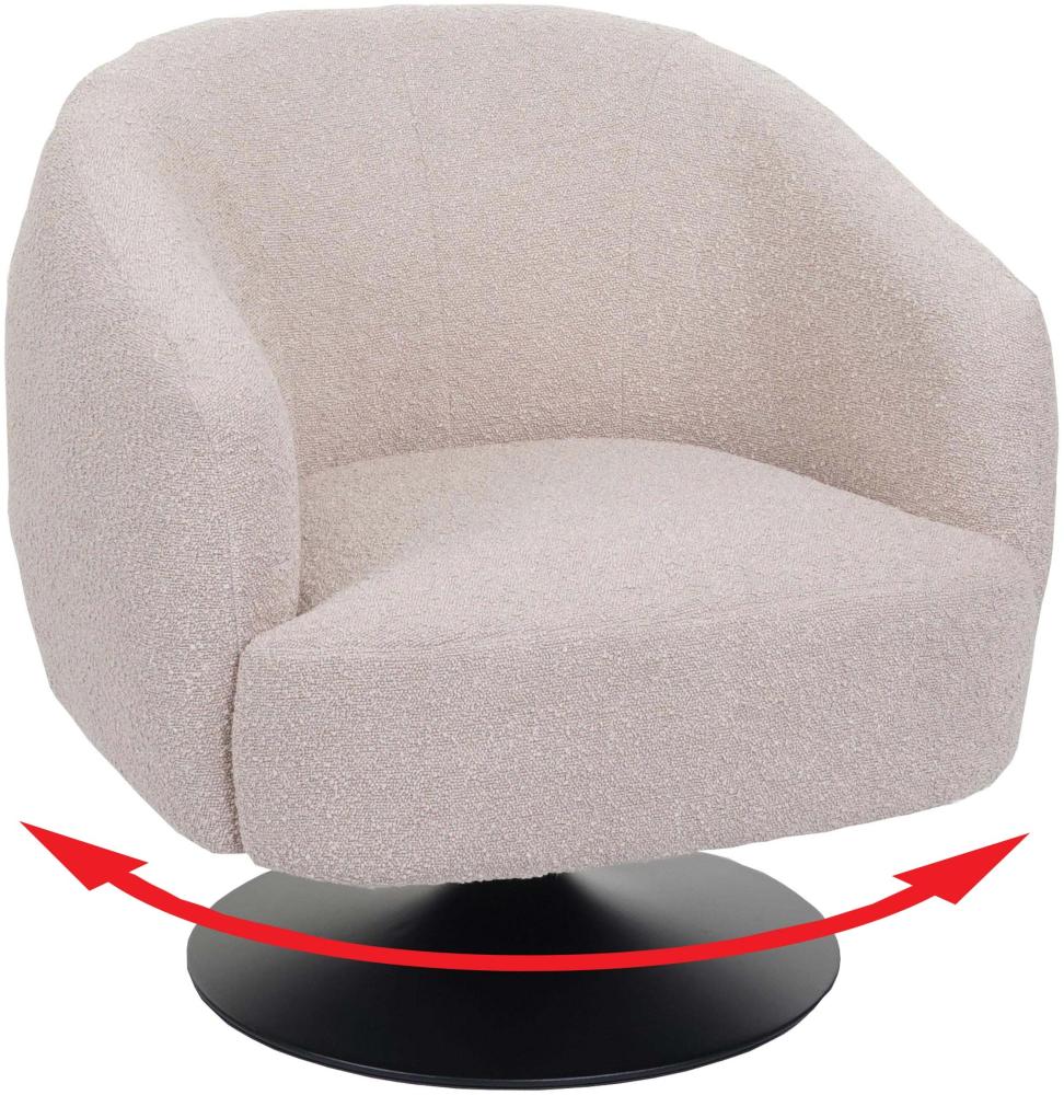 Lounge-Sessel HWC-J76, Cocktailsessel Sessel drehbar, Bouclé Stoff Metall ~ creme-beige Bild 1