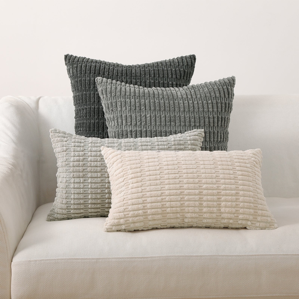 4er Set Kissenbezüge inklusive Füllkissen - Set Mosa Kissenbezug ( 30x50cm & 50x50cm - creme ) Bild 1