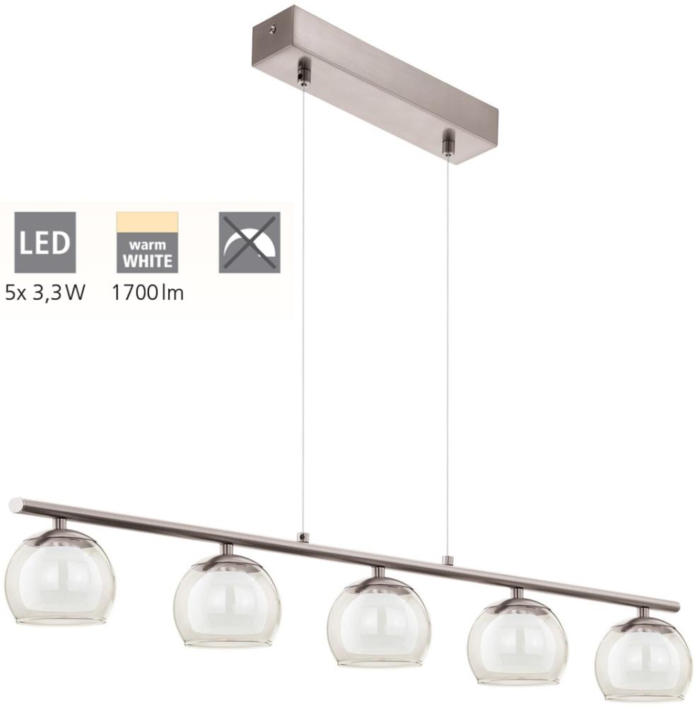 Eglo 94319 LED Hängeleuchte ROMAGNESE Glas satiniert amber, weiß max. 5X3,3W L:90cm B:10,5cm H:110cm 3000K Bild 1