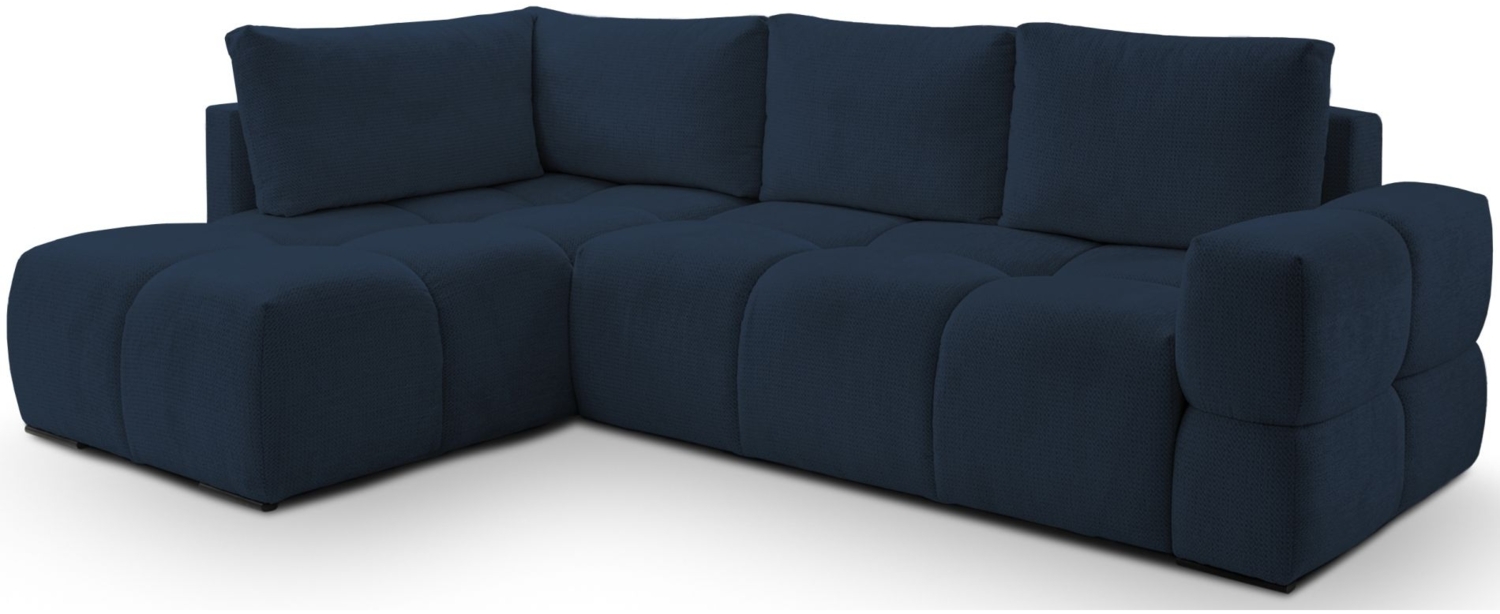 Selsey 'Taremi' Ecksofa mit Chenillebezug, Schlaffunktion und Stauraum, Marineblau, beidseitig Bild 1