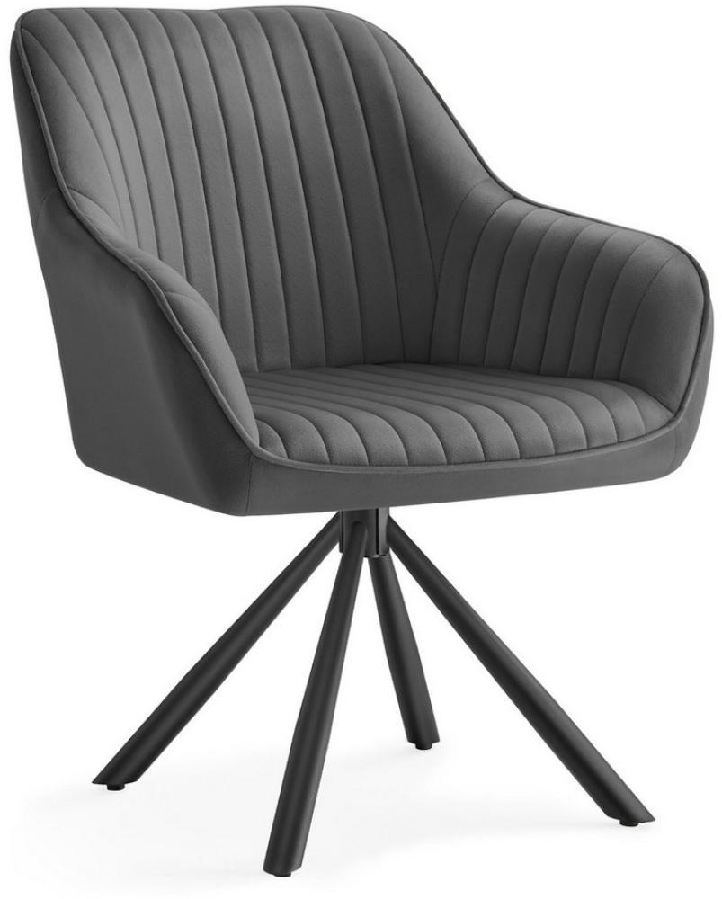 SONGMICS Esszimmerstuhl mit Armlehnen, Samt, 60 x 60 x 81,5 cm, Grün, Grau Bild 1