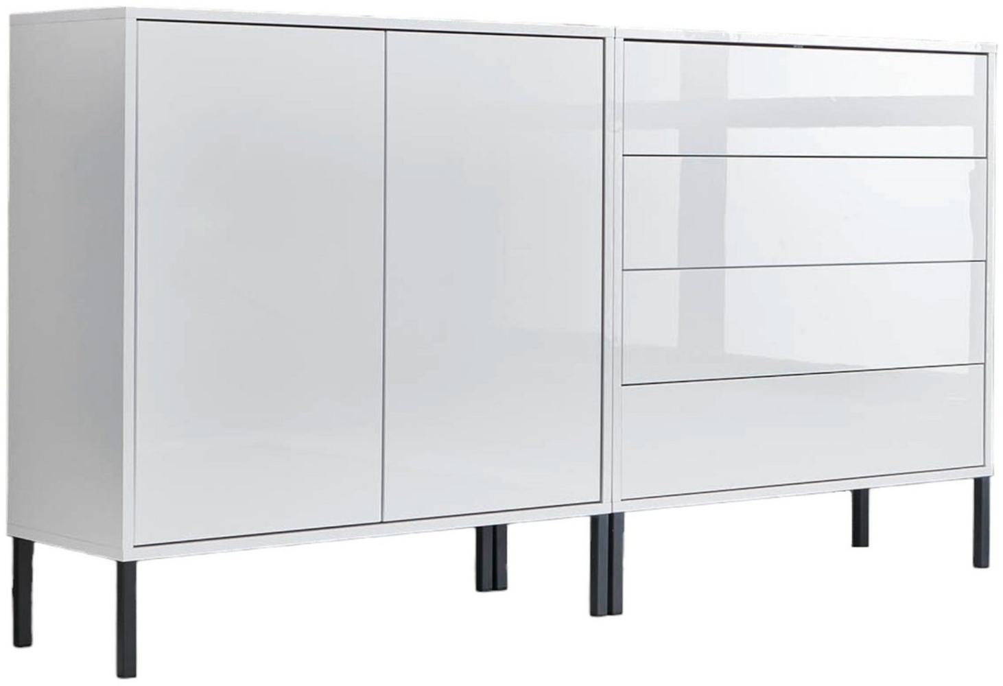 BMG Möbel Sideboard Mailand Set 3 (Kommode Anrichte Aktenschrank, mit hochwertigen Metallfüßen), Push-to-Open-Funktion Bild 1