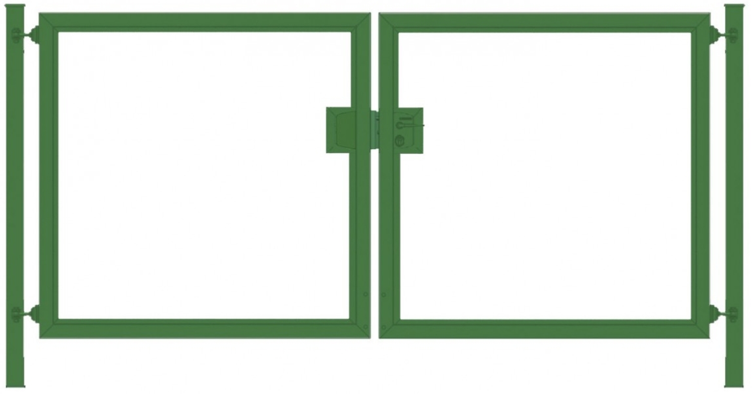 Gartentor / Doppelfügeltor elektrisch Premium (2-flügelig) symmetrisch für senkrechte Holzfüllung grün Breite 200 cm x Höhe 160 cm Bild 1