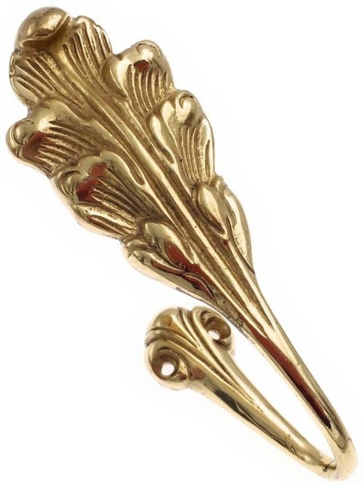 DécoProfi Raffhalter Raffhalter EICHBLATT Messing poliert, Zum Raffen von Gardinen und Vorhängen, (Stück, 1-tlg, Inklusive Montagezubehör), zum Raffen von Gardinen und Vorhängen Bild 1