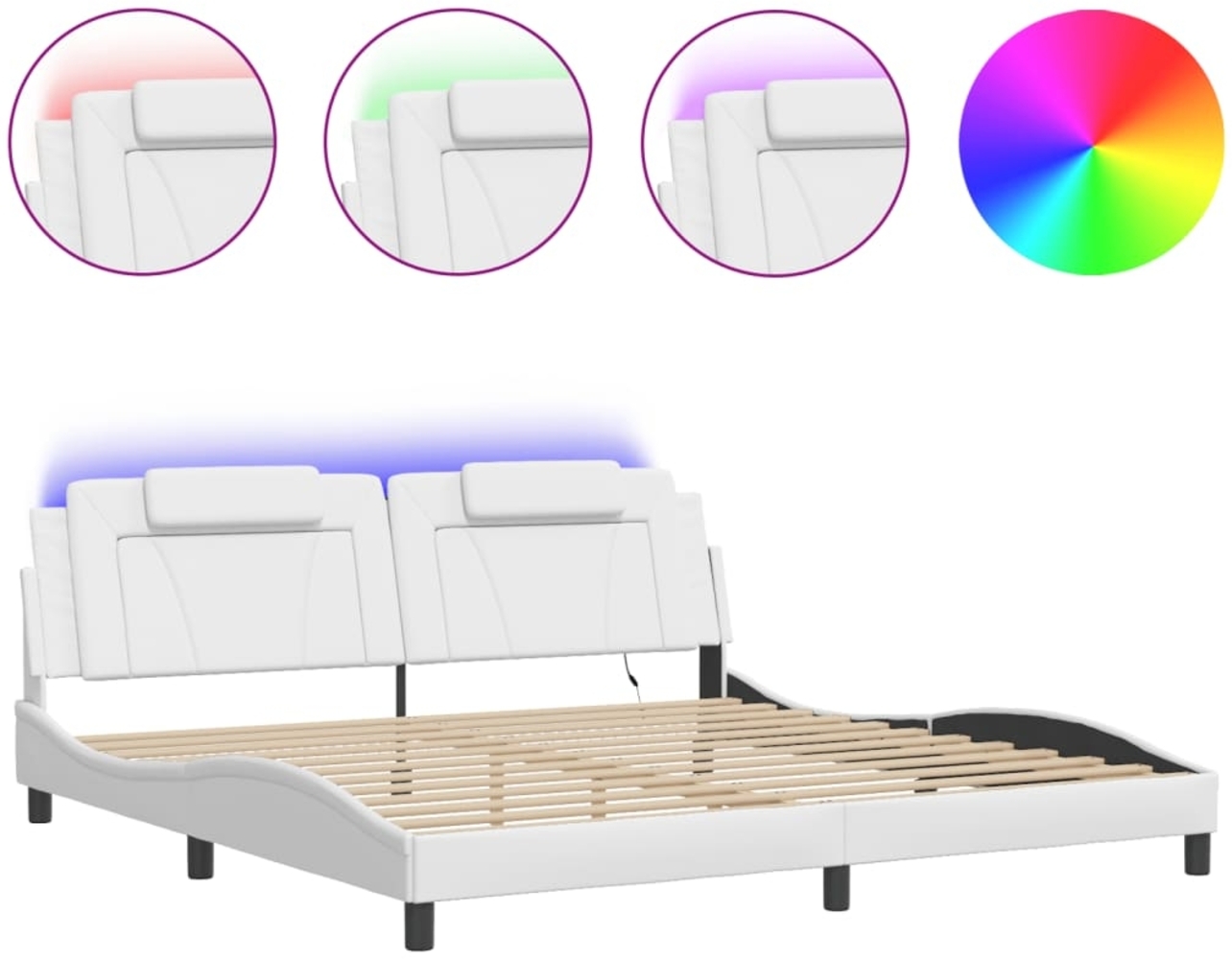 vidaXL Bettgestell "Viana" mit LED ohne Matratze Weiß 200x200 cm Kunstleder 3214044 Bild 1