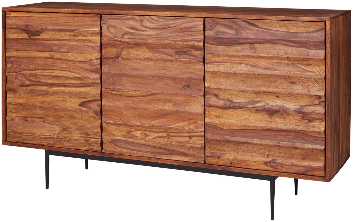 Wohnling Sideboard FB51424 Sheesham Massivholz 150 x 81 x 41 cm Landhaus Kommode | Design Anrichte Groß | Hoher Kommodenschrank mit 3 Türen Holz Massiv | Standschrank Wohnzimmer Modern Bild 1