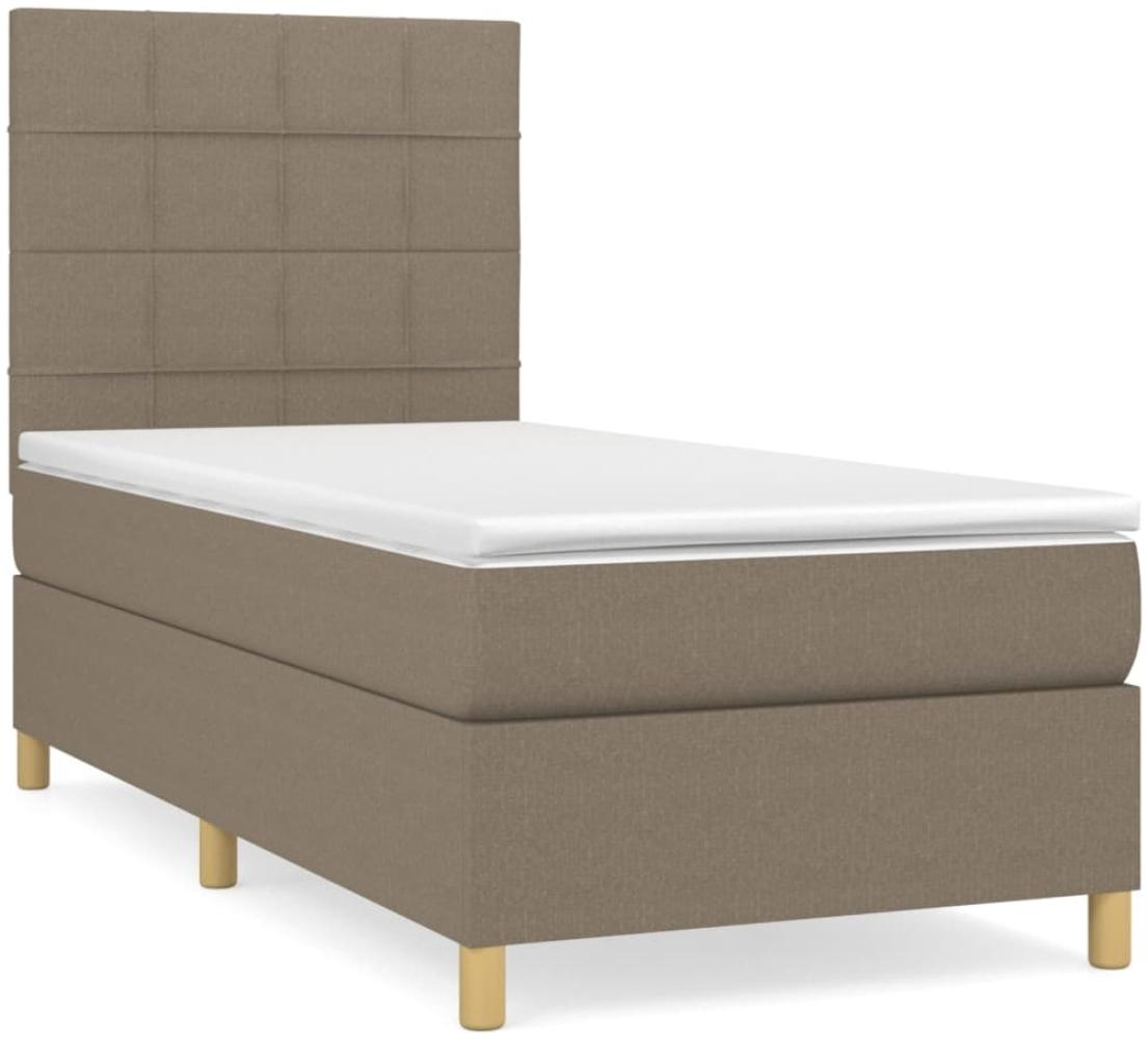 vidaXL Boxspringbett mit Matratze Taupe 90x190 cm Stoff 3142301 Bild 1