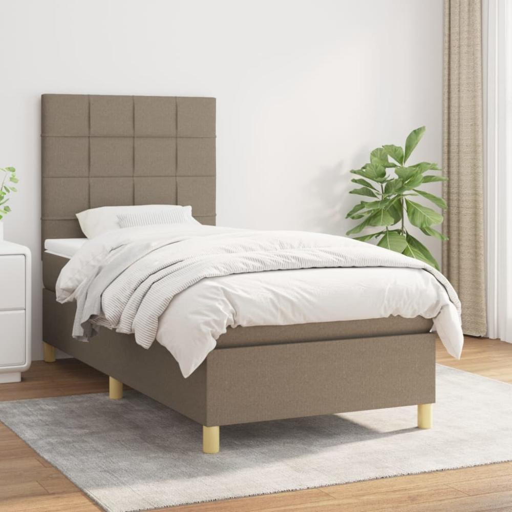 vidaXL Boxspringbett mit Matratze Taupe 90x190 cm Stoff 3142301 Bild 1