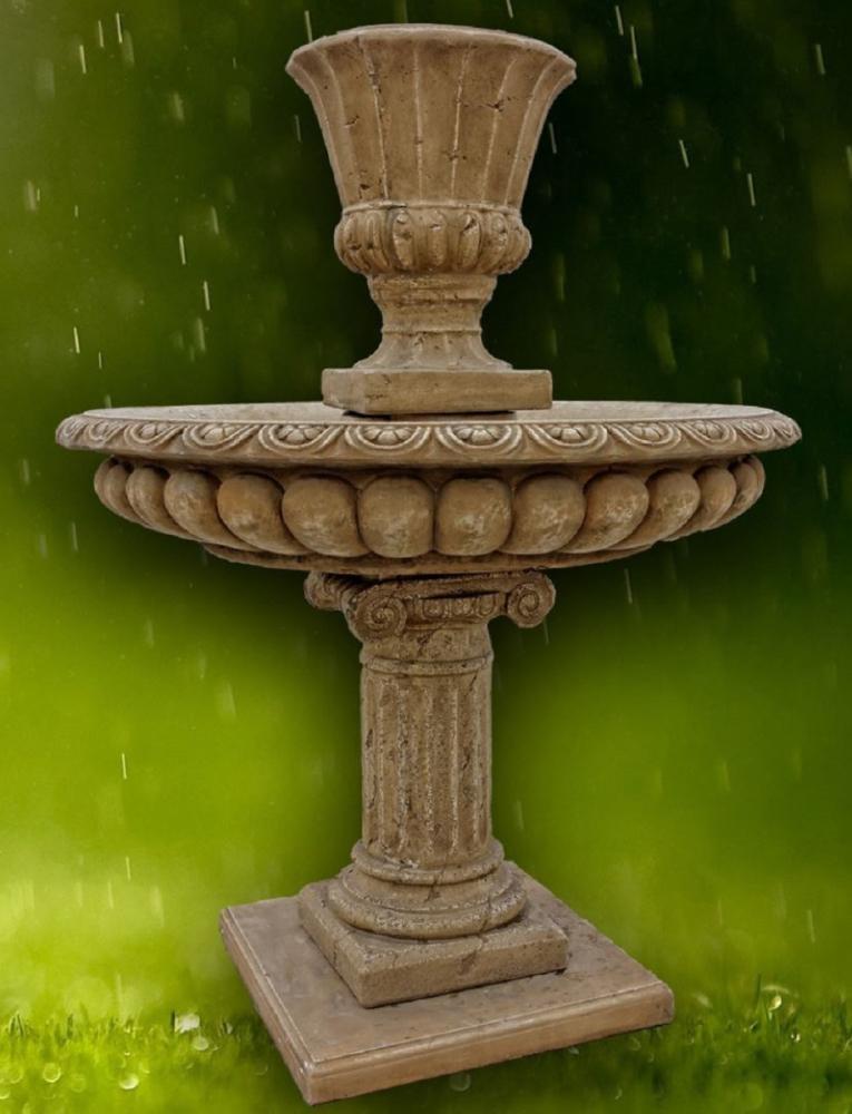 Casa Padrino Barock Gartenbrunnen Dunkelgrau Ø 114 x H. 153 cm - Prunkvoller runder Springbrunnen mit Blumentopf Bild 1