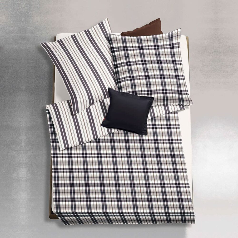 fleuresse Flanell Wendebettwäsche Lech G-603422 Schwarz 135x200 cm + 80x80 cm Bild 1