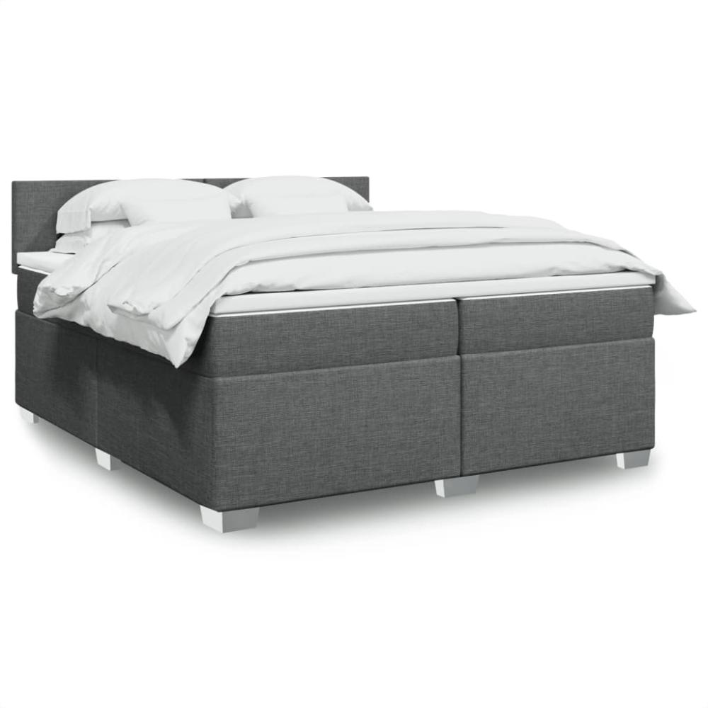 vidaXL Boxspringbett mit Matratze Dunkelgrau 200x200 cm Stoff 3285989 Bild 1