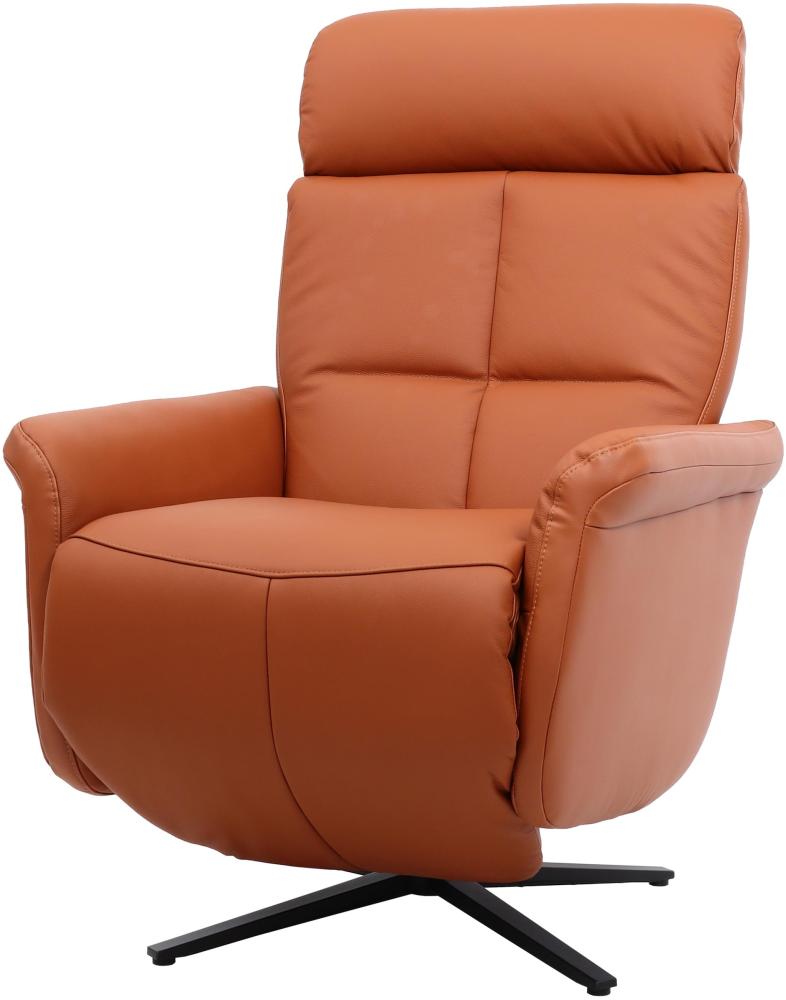 Relaxsessel HWC-L10, Design Fernsehsessel TV-Sessel Liegesessel, Liegefunktion drehbar, Voll-Leder ~ terracotta-braun Bild 1