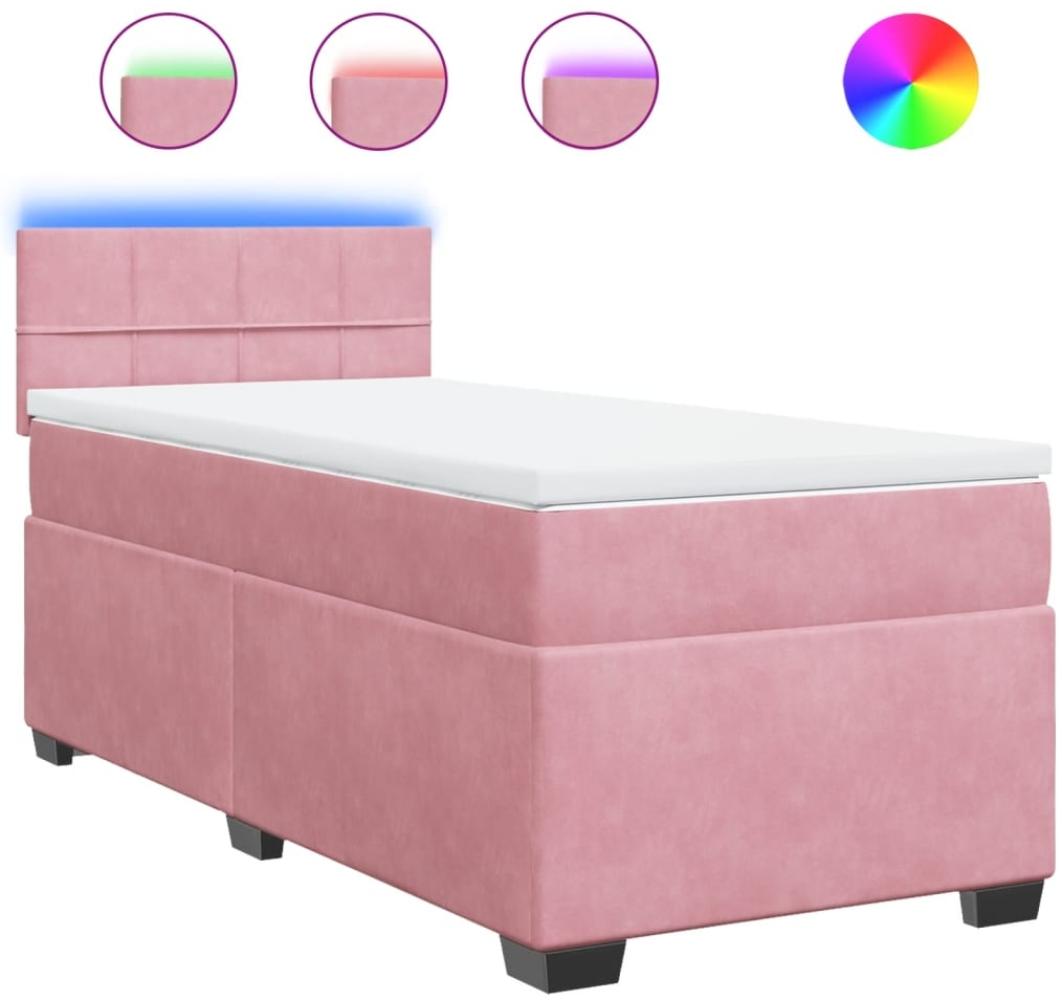 vidaXL Boxspringbett mit Matratze Rosa 90x200 cm Samt 3288527 Bild 1