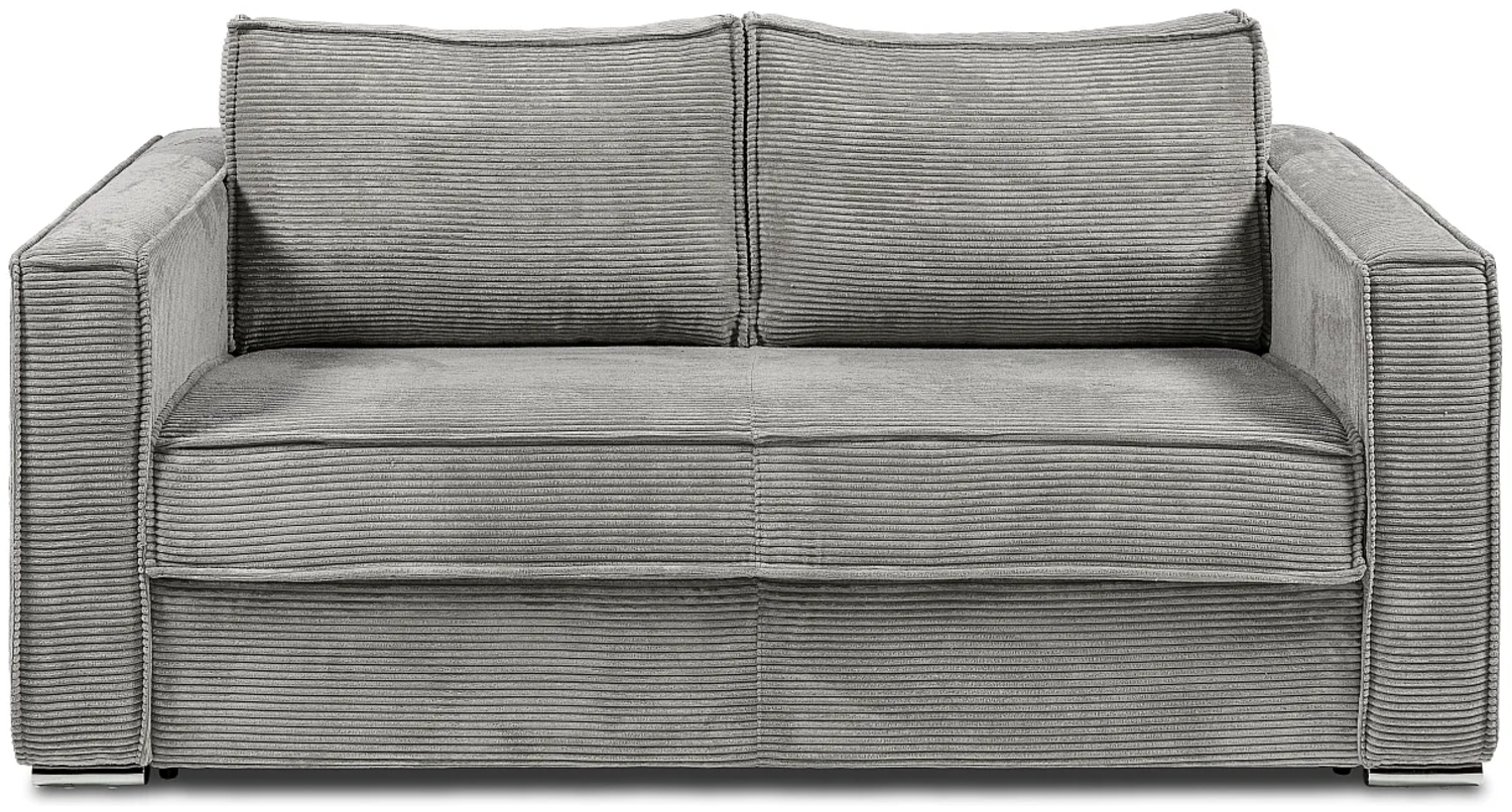 Vente-unique - Schlafsofa mit Matratze 3-Sitzer - Cord - Hellgrau - Liegefläche mit Lattenrost mit breiten Latten 140 cm - Matratze 18 cm - LORETO Bild 1