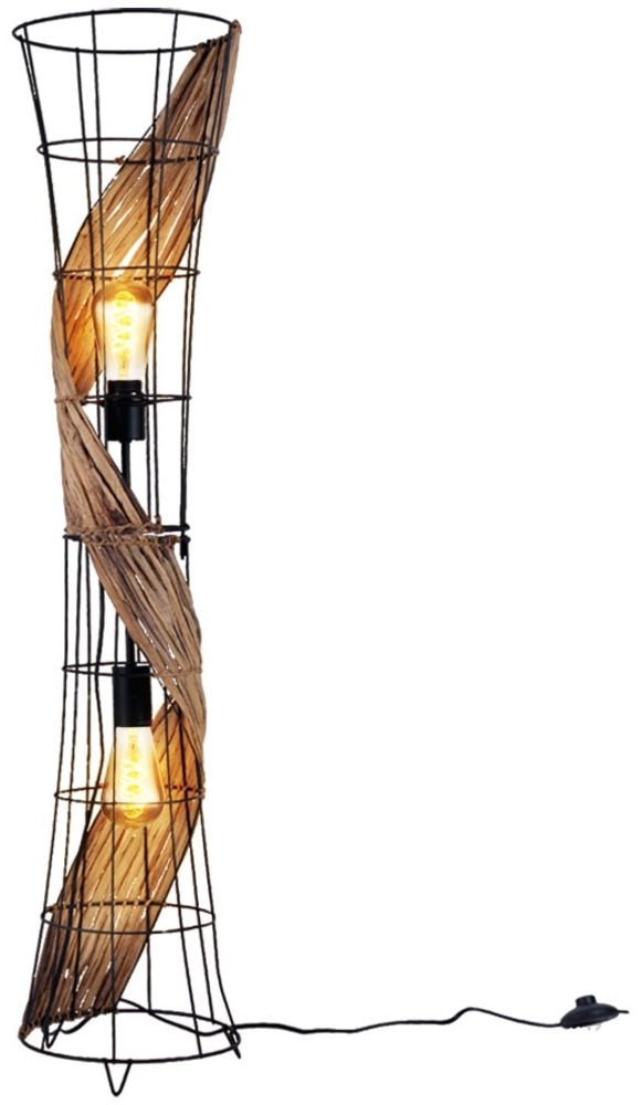 Stehlampe, Metall, Gitter, Grasgeflecht, 2 Flammig, H 110 cm Bild 1
