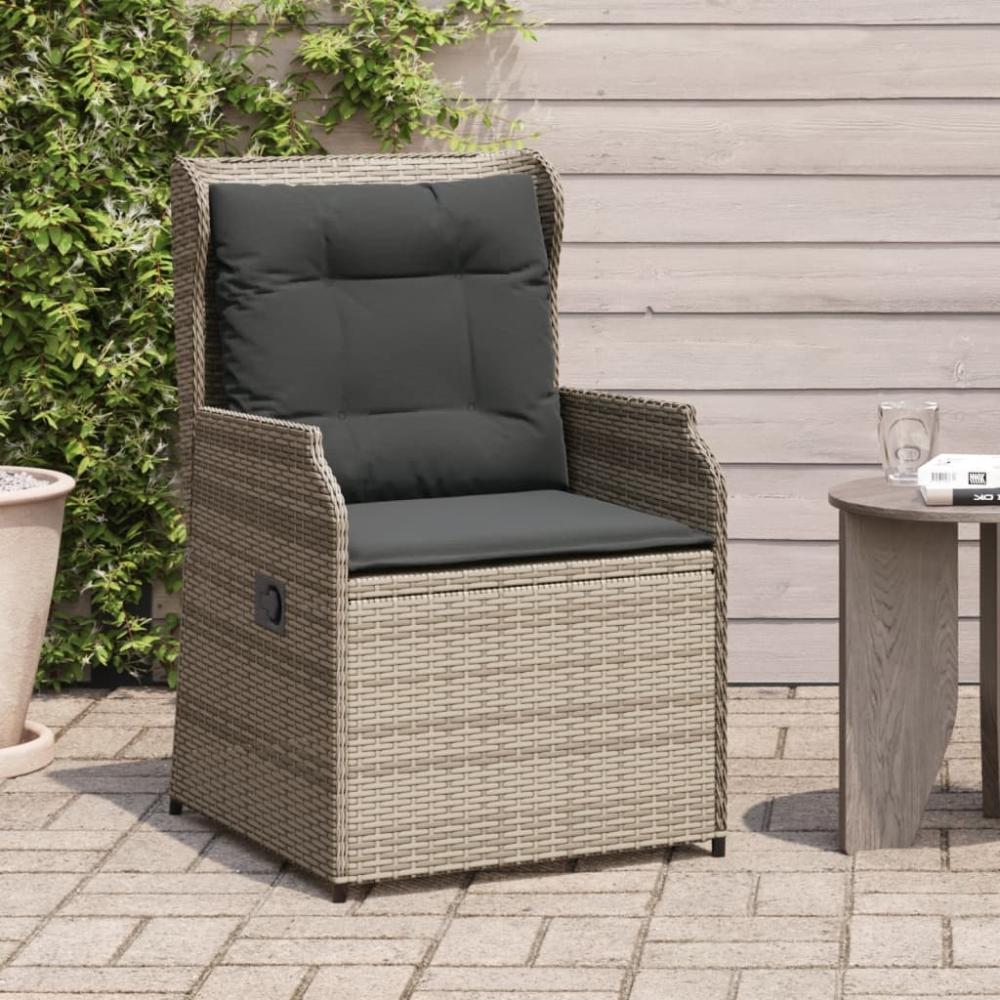 vidaXL Gartensessel mit Kissen 2 Stk. Verstellbar Grau Poly Rattan 368993 Bild 1