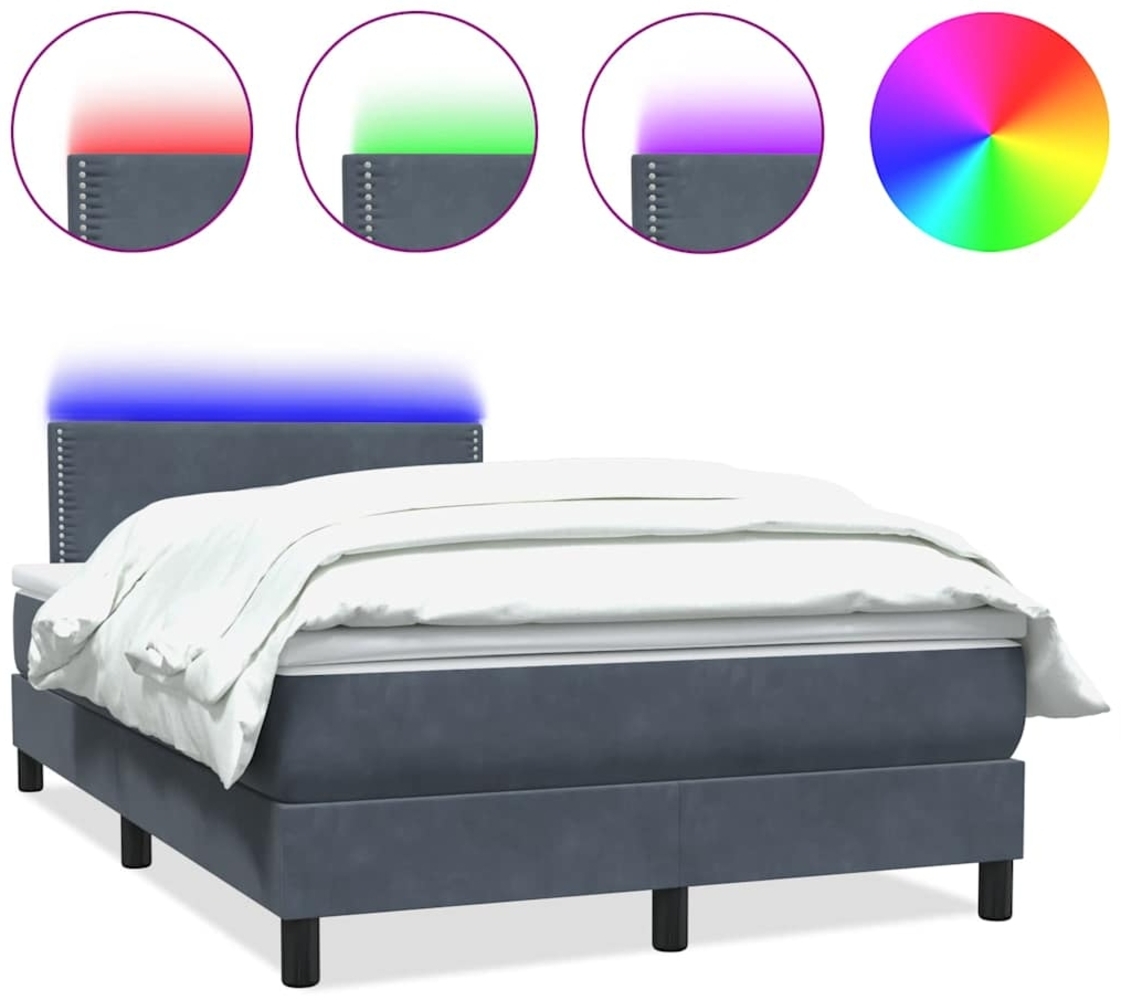 vidaXL Boxspringbett mit Matratze Dunkelgrau 120x210 cm Samt 3316780 Bild 1