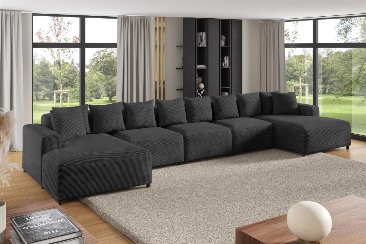 Wohnlandschaft Sofa U-Form Designersofa MEGAN XL in Stoff Poso Dunkelgrau Bild 1