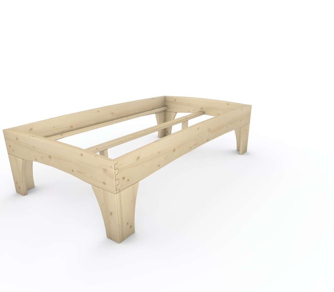 Holzbett (Fichte) "Rosi" 120 x 220 cm 58 cm ohne Kopfteil Massivholzbett Bett Bild 1