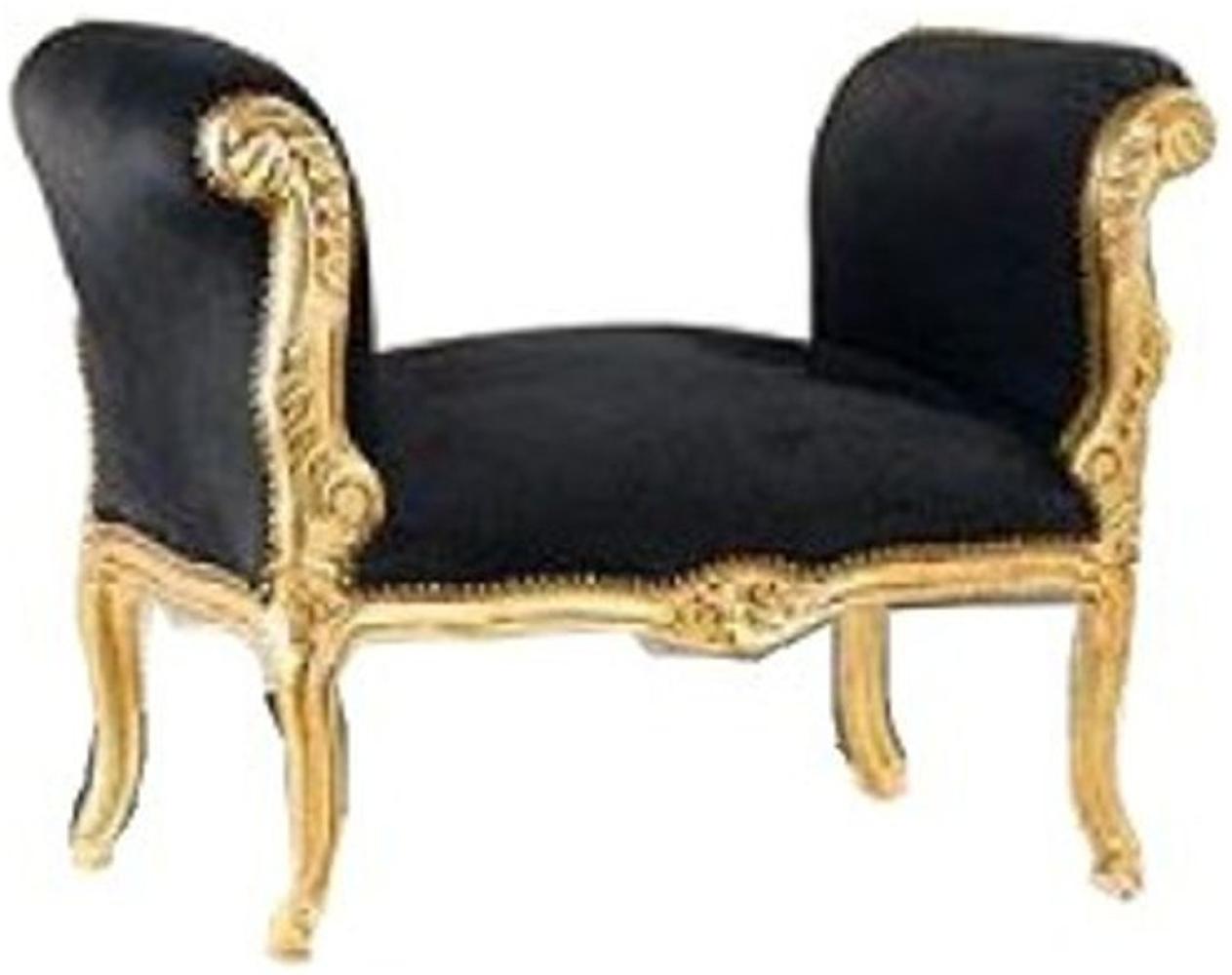 Casa Padrino Hocker Barock Schemel Hocker Schwarz / Gold - Sitzbank Bild 1