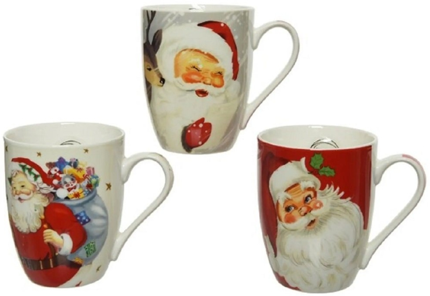 Kaemingk Tasse Becher Tasse Weihnachtsmann Sant Claus Geschenk Porzellan 3er Set, Porzellan Bild 1