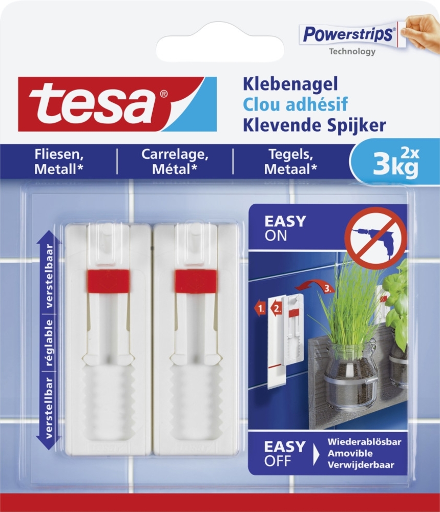 tesa Klebenagel Traglast 3 kg, 2 Stück Bild 1