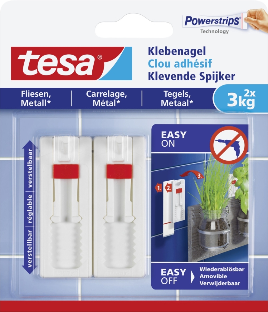 Tesa Klebenagel für Fliesen und Metall (3kg) verstellbar VE=2 Stück we Bild 1