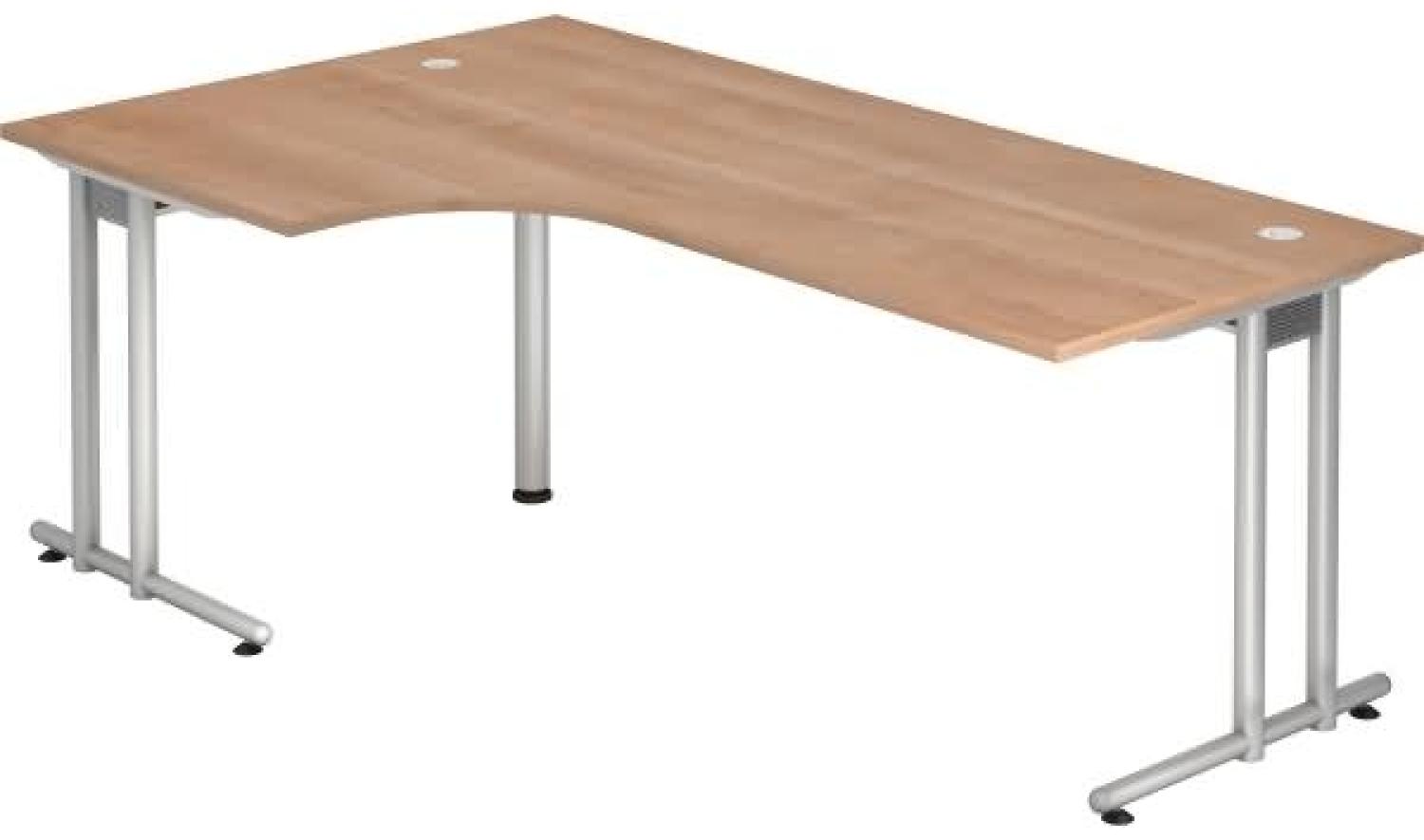 Winkeltisch NS82 C-Fuß 200x120cm 90° Nussbaum Gestellfarbe: Silber Bild 1