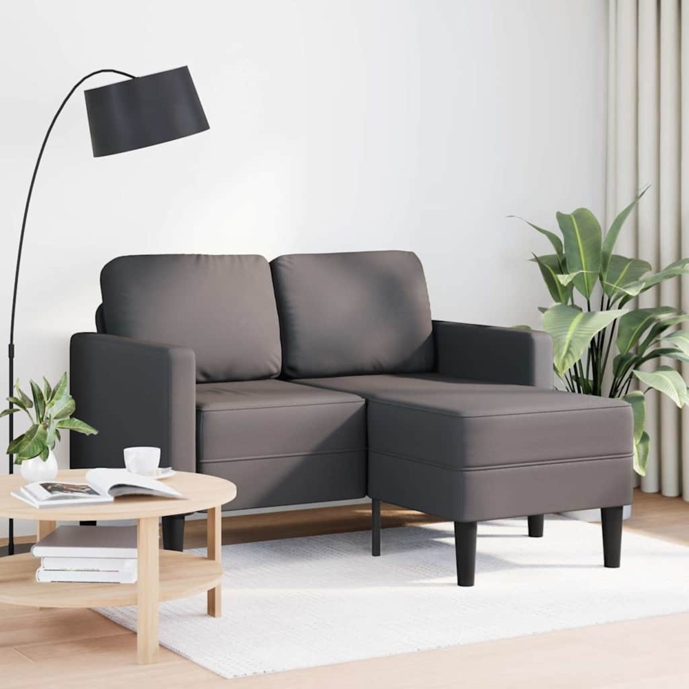 vidaXL 2-Sitzer-Sofa mit Chaiselongue L-Form Grau 125 cm Kunstleder 4107085 Bild 1