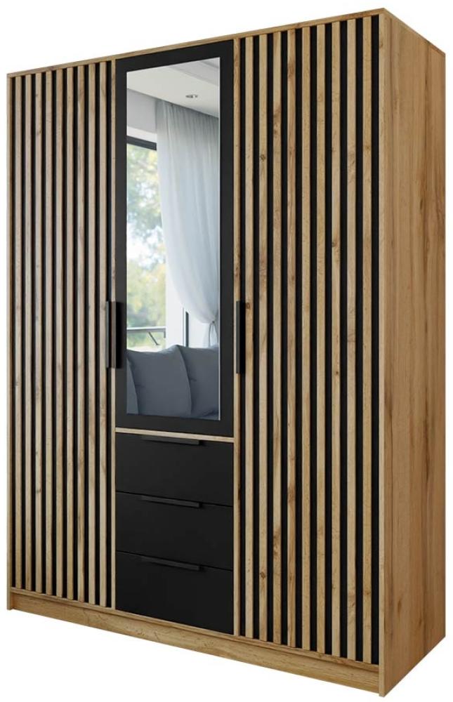 Kleiderschrank Bado Lux D3 (Farbe: Eiche Wotan / Schwarz + Eiche Wotan) Bild 1